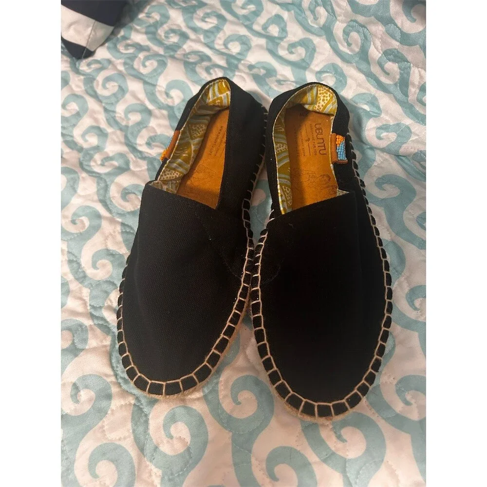 Ubuntu Life Slip-On Espadrille Flats Womens US 7W Black Cushioned Insole - Picture 2 of 9
